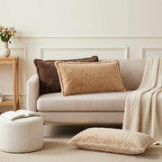 Kussensloop 6 st taupe nep konijnenbont 40 x 70 cm