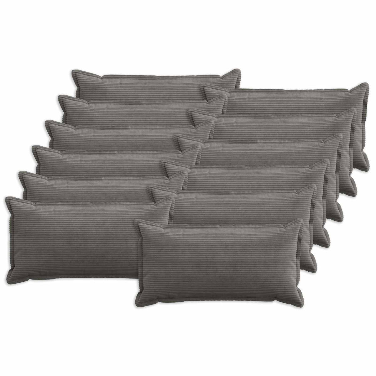 Kussensloop 12 st HOUTEN Donkergrijs 40 x 80 cm corduroy