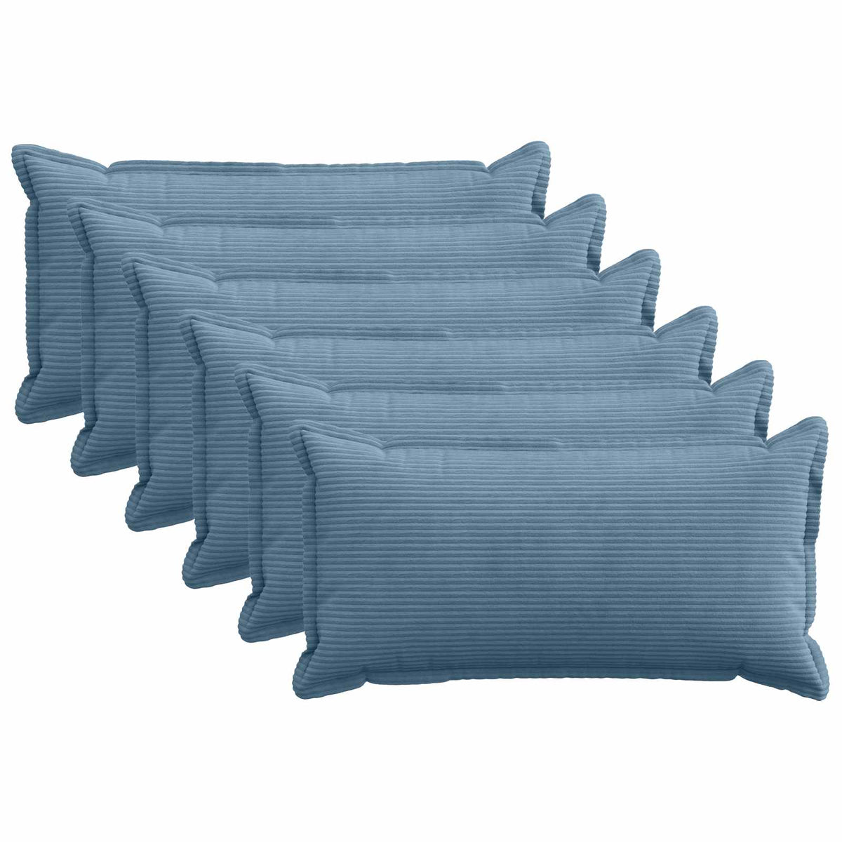 Kussensloop 6 st HOUTEN Blauw 40 x 80 cm corduroy
