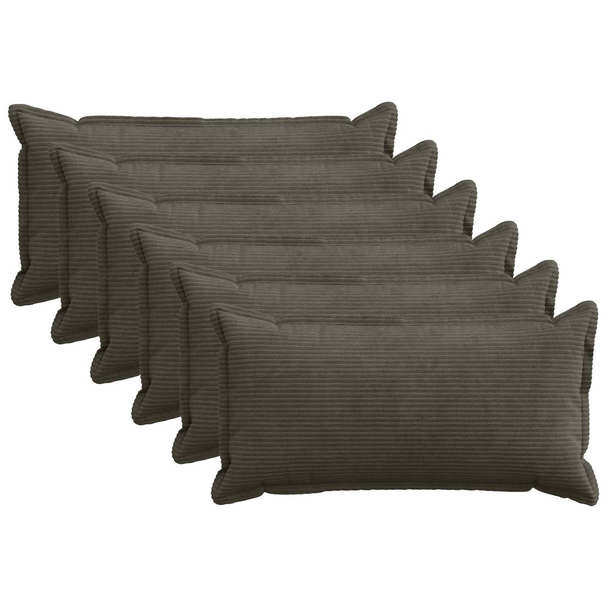 Kussensloop 6 st HOUTEN Antraciet 40 x 80 cm corduroy