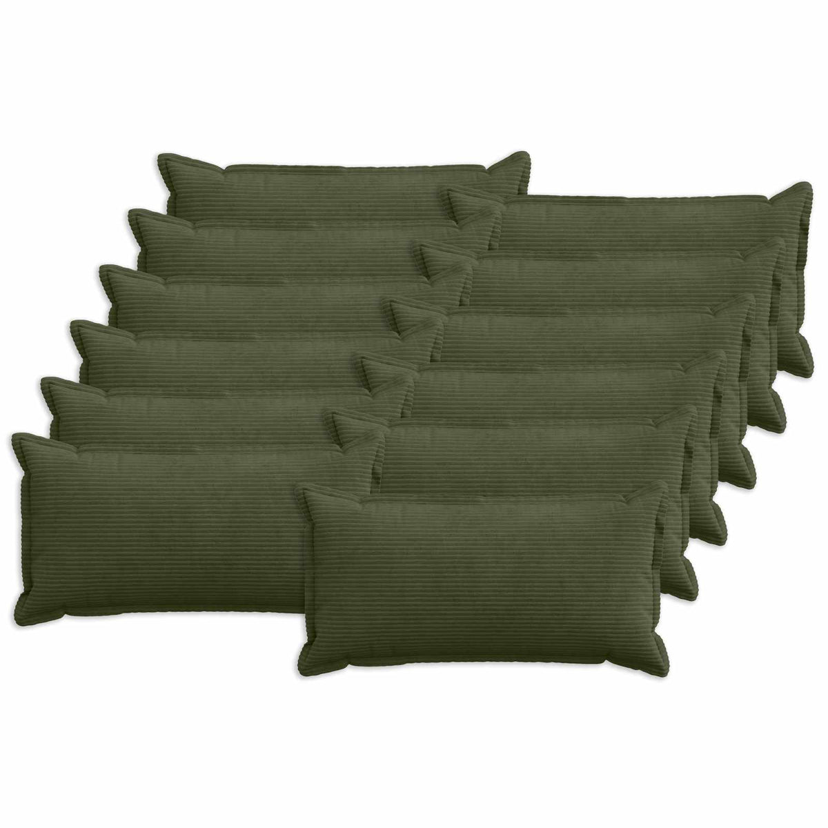 Kussensloop 12 st HOUTEN Groen 40 x 80 cm corduroy