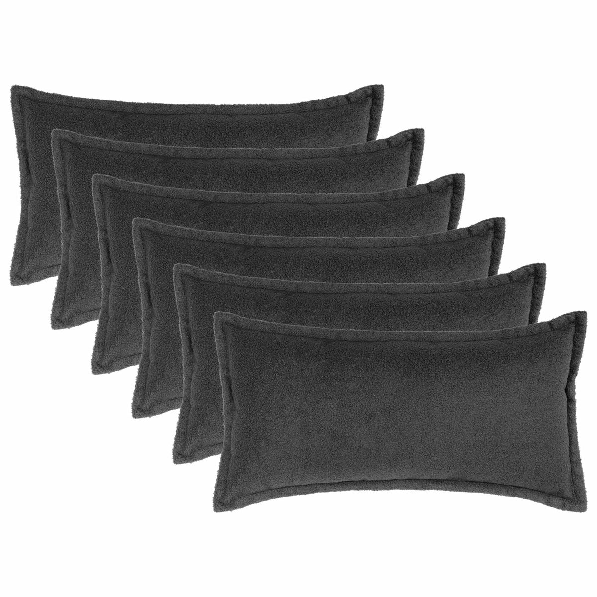 Kussensloop 6 pcs HOUTEN Donkergrijs 40 x 80 cm Bouclé