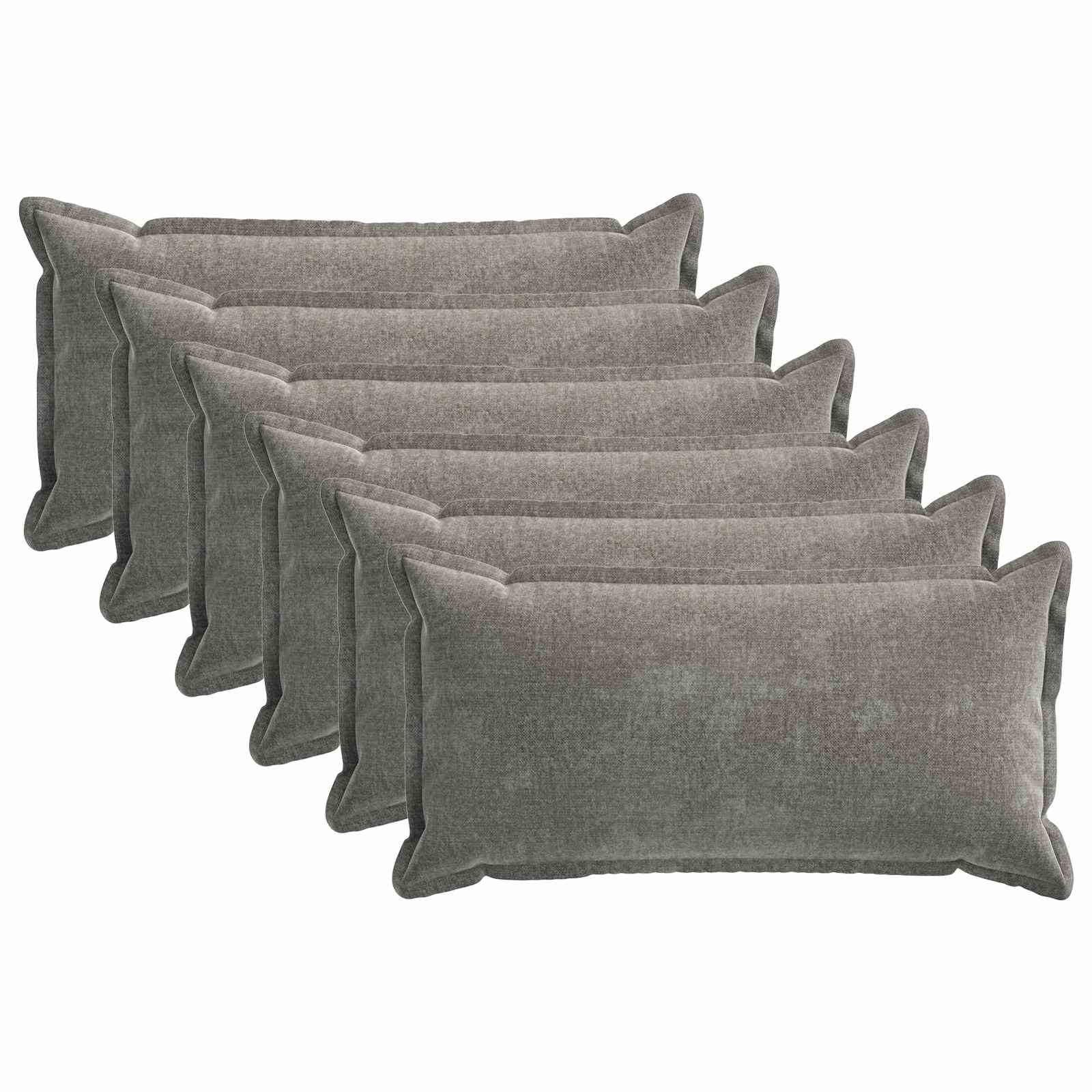 Kussensloop 6 st HOUTEN Donkergrijs 40 x 80 cm Chenille Stof