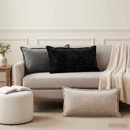Kussensloop 6 st HOUTEN Donkergrijs 40 x 80 cm Chenille Stof