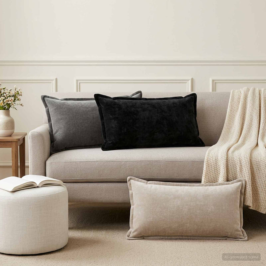 Kussensloop 6 st HOUTEN Donkergrijs 40 x 80 cm Chenille Stof