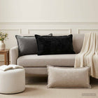 Kussensloop 40x80 cm antraciet chenille set van 6