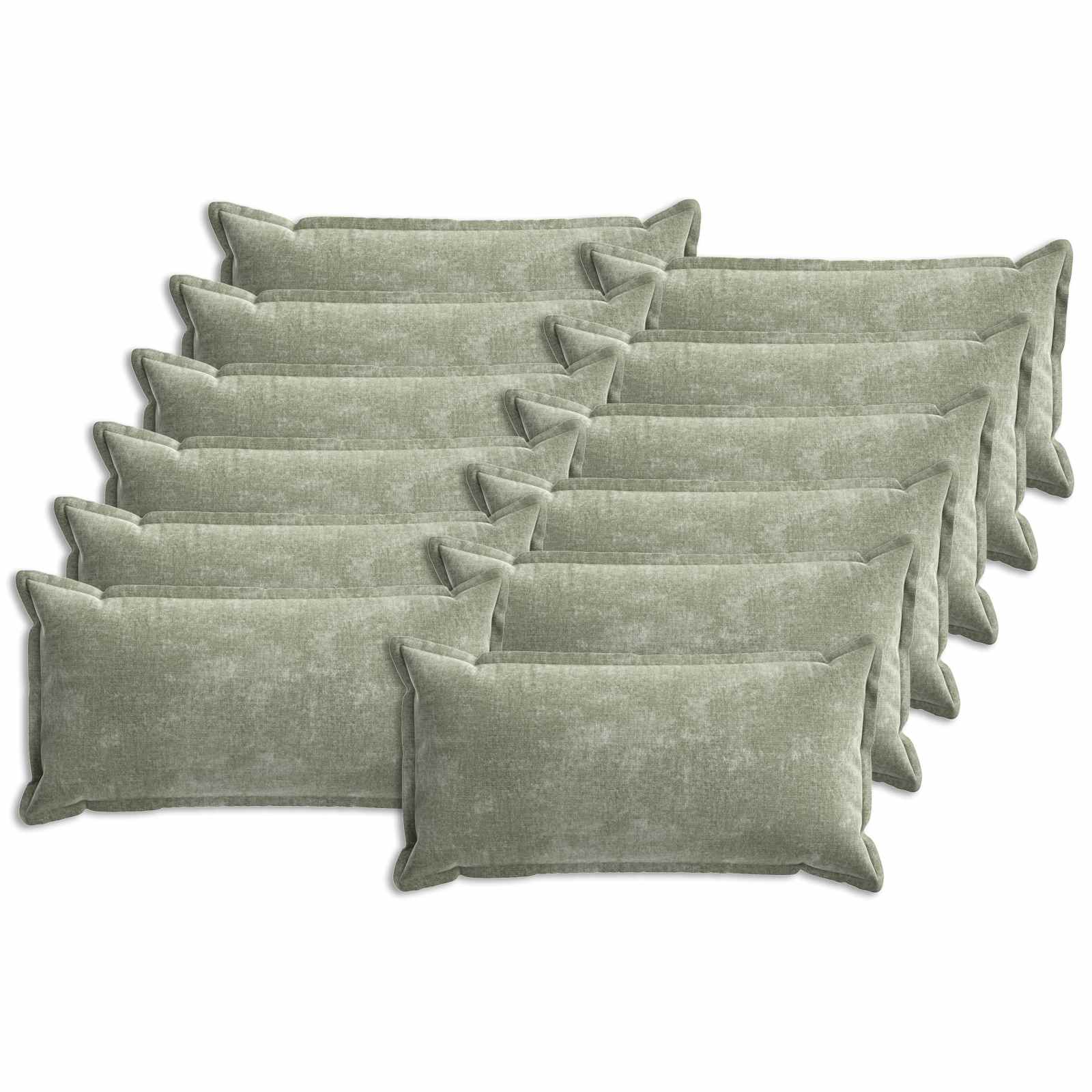 Kussensloop 12 st HOUTEN Groen 40 x 80 cm Chenille Stof