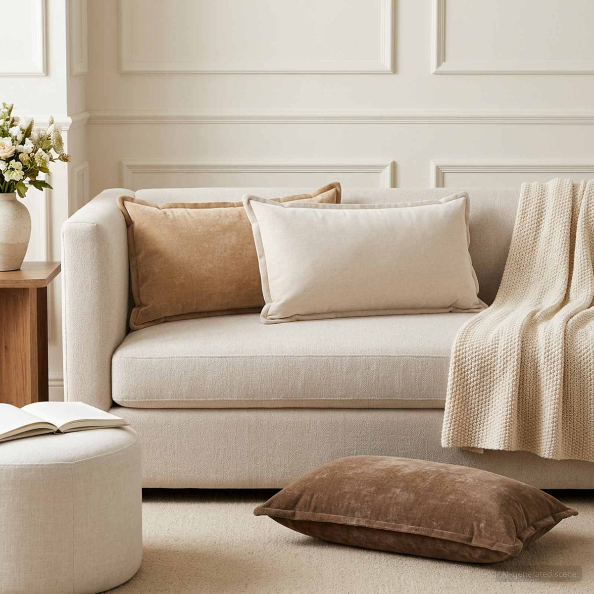 Kussensloop 2 st HOUTEN Taupe 40 x 70 cm Chenille Stof