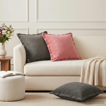 Kussen met kussen HOUTEN 12 st Roze fluweel