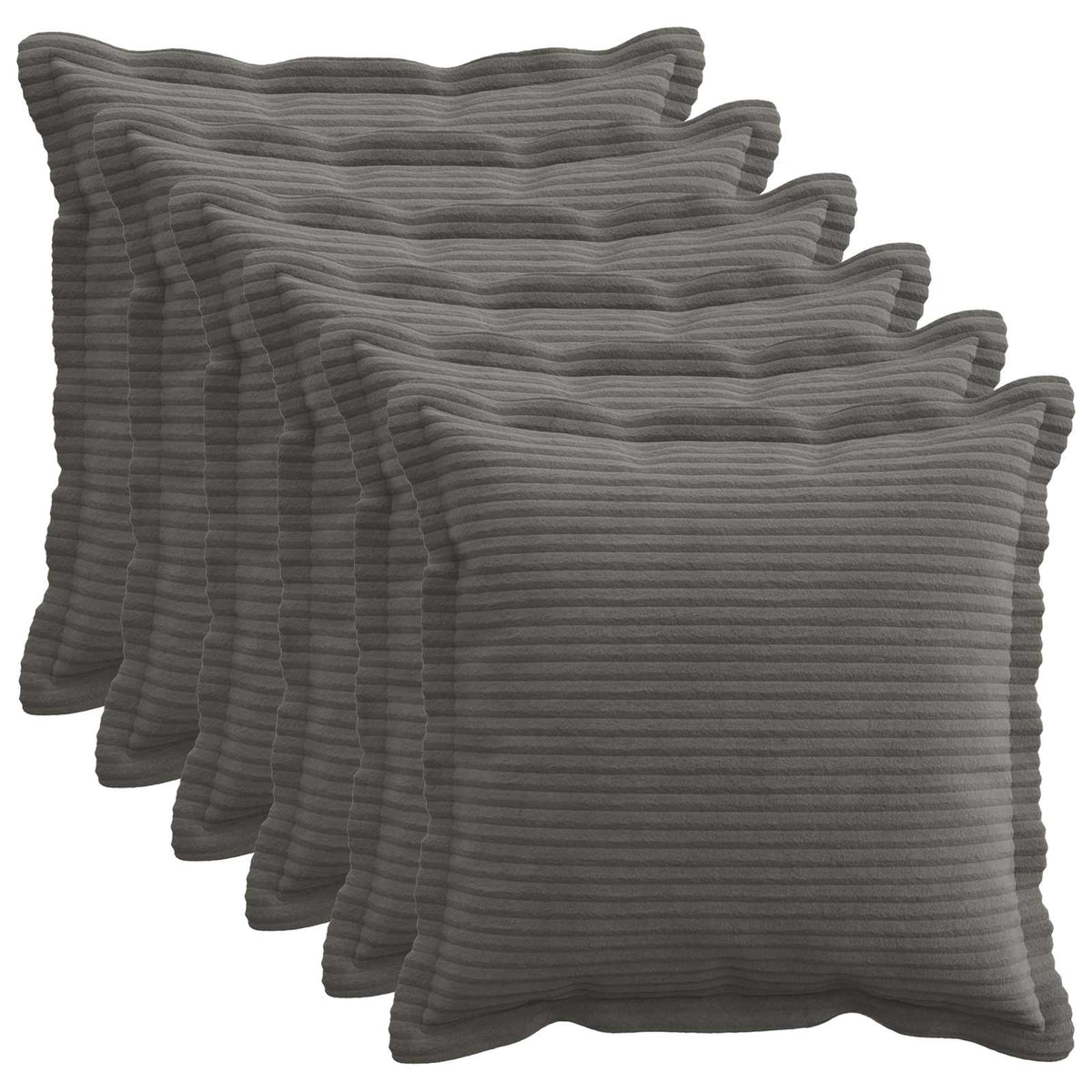 Kussensloop 6 st HOUTEN Donkergrijs 45 x 45 cm corduroy