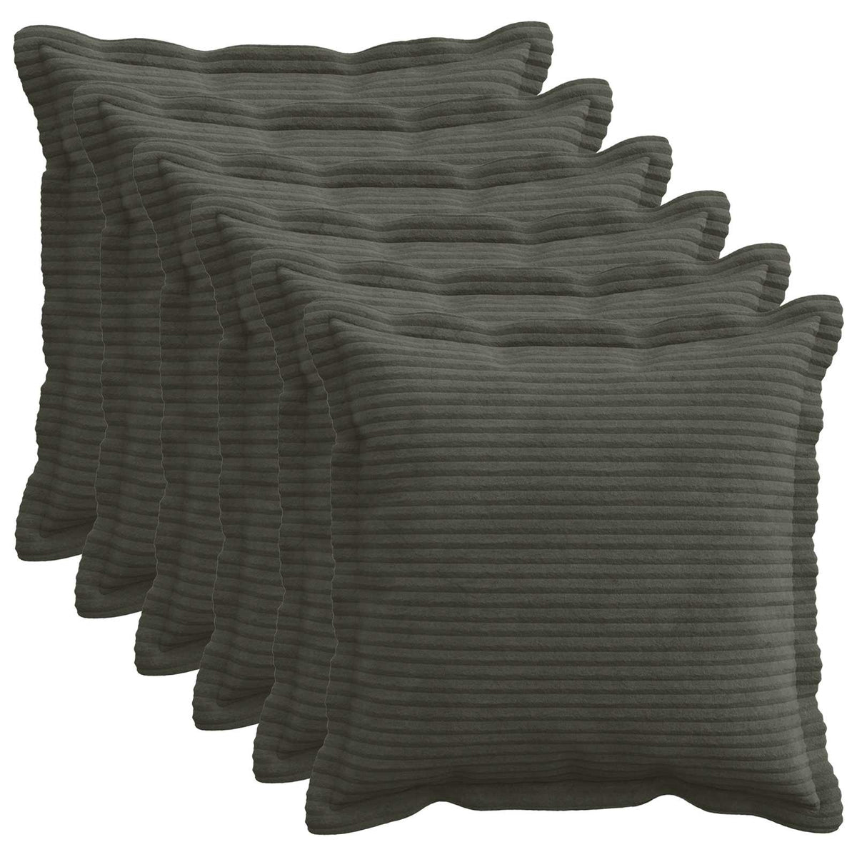 Kussensloop 6 st HOUTEN Antraciet 45 x 45 cm corduroy