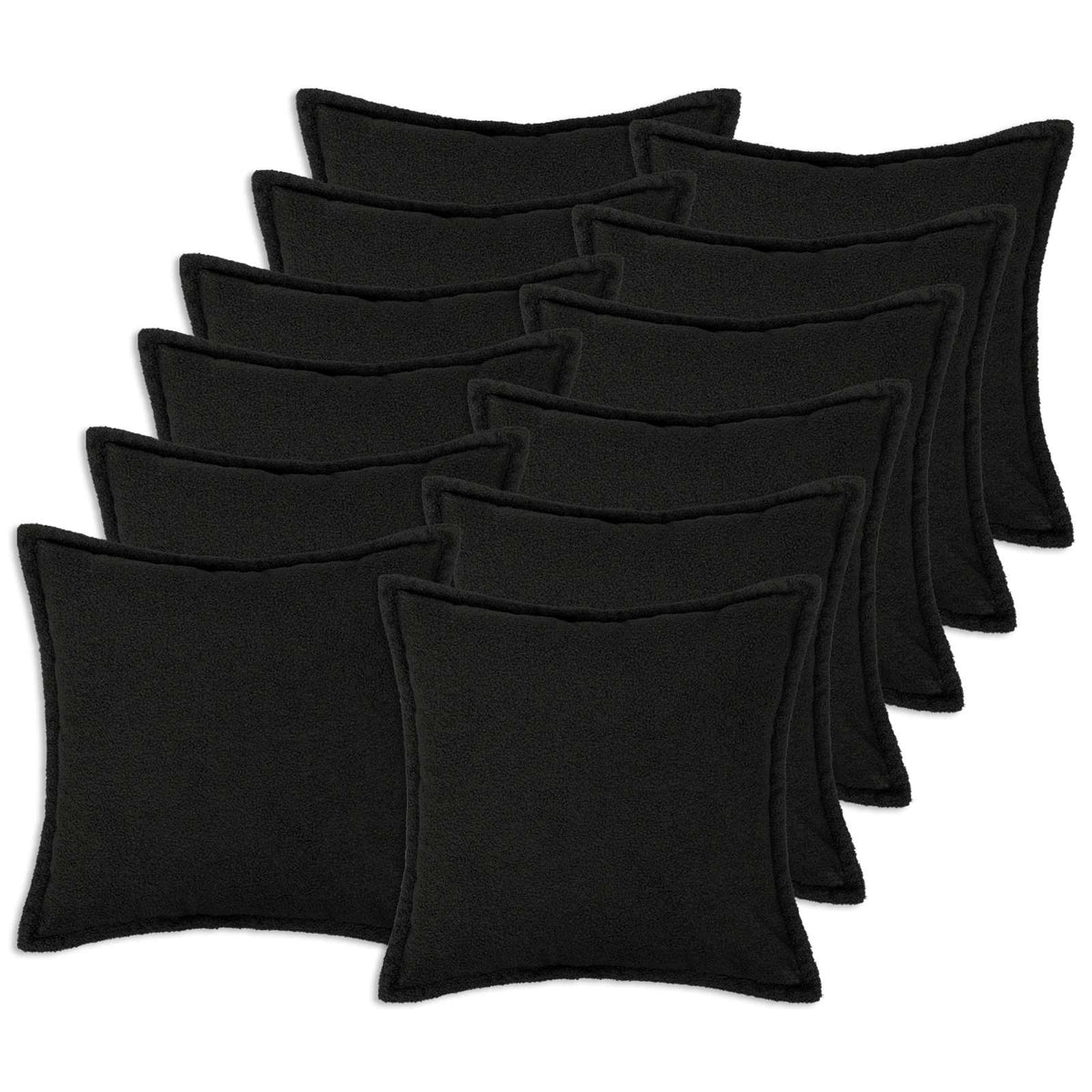 Kussensloop 12 pcs HOUTEN Zwart 45 x 45 cm Bouclé
