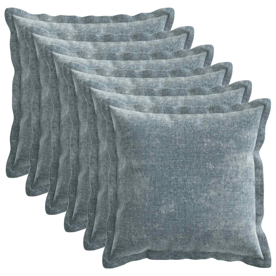 Kussensloop 6 st HOUTEN Lichtblauw 45 x 45 cm Chenille Stof