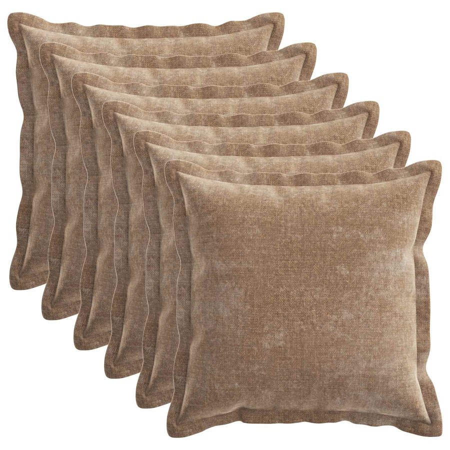Kussensloop 6 st HOUTEN Bruin 45 x 45 cm Chenille Stof