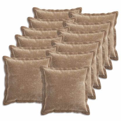Kussensloop 12 st HOUTEN Bruin 45 x 45 cm Chenille Stof
