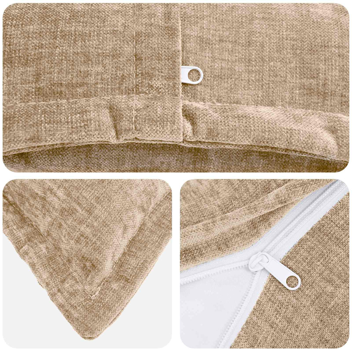 Kussensloop 2 st HOUTEN Taupe 45 x 45 cm Chenille Stof