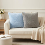Kussenslopen 6 st lichtgrijs nep konijnenbont 50x50 cm