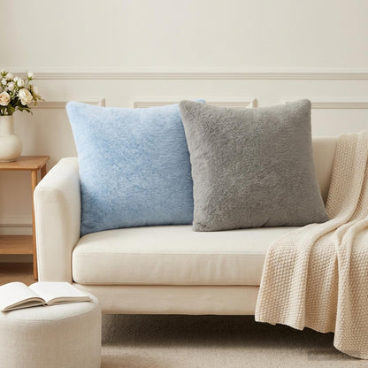 Kussensloop 2 st HOUTEN Lichtblauw 50 x 50 cm Nep Konijnenbont