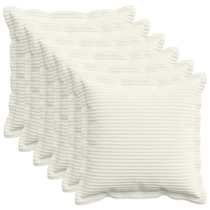Kussensloop 6 st HOUTEN Crèmekleurig 50 x 50 cm corduroy