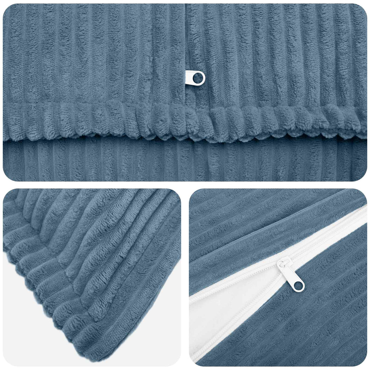 Kussensloop 2 st HOUTEN Blauw 50 x 50 cm corduroy
