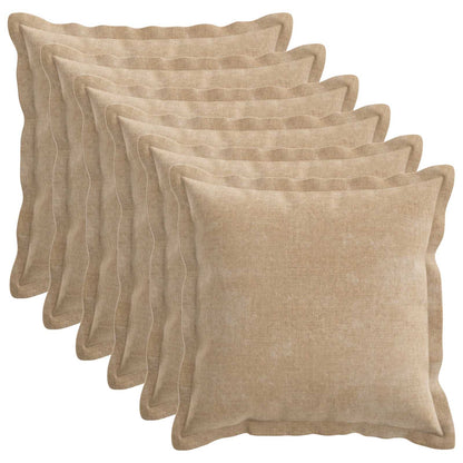 Kussensloop 6 st HOUTEN Taupe 50 x 50 cm Chenille Stof