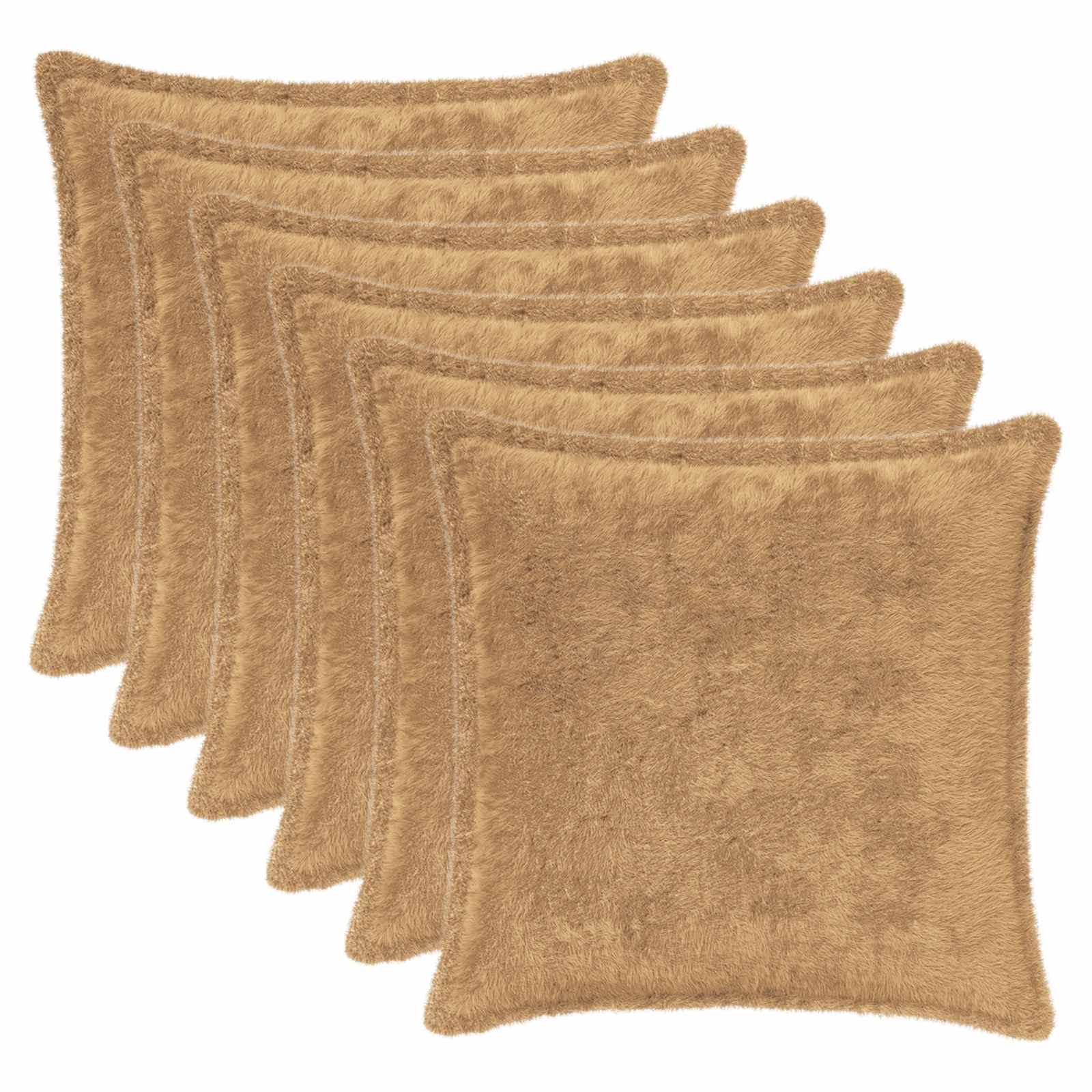 Kussensloop 6 st HOUTEN Taupe 50 x 50 cm Nep Konijnenbont