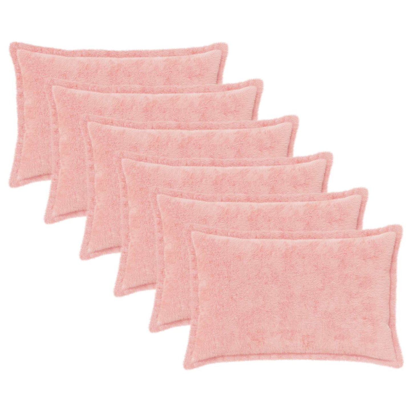 Kussensloop 6 st HOUTEN Roze 50 x 70 cm Nep Konijnenbont