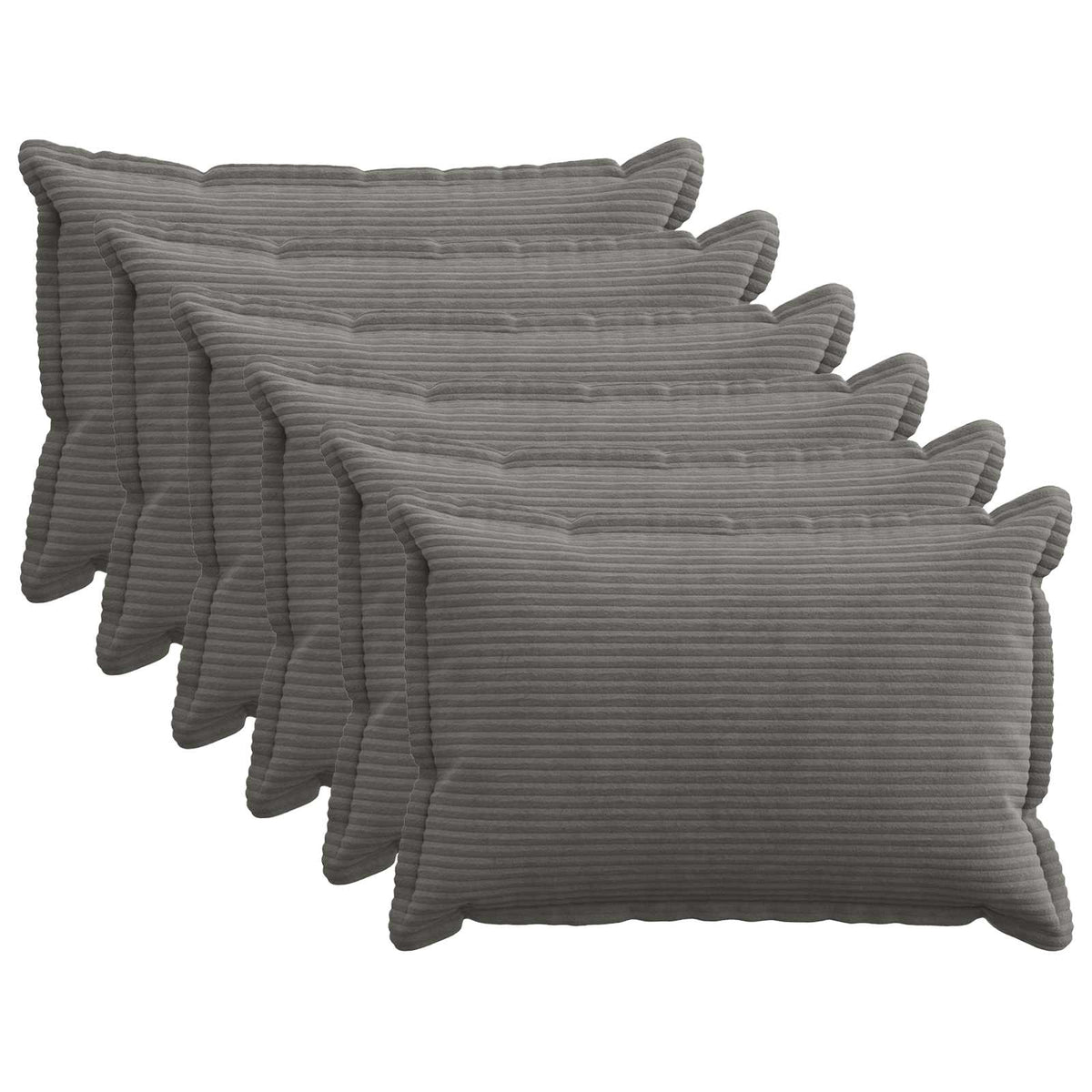 Kussensloop 6 st HOUTEN Donkergrijs 50 x 75 cm corduroy