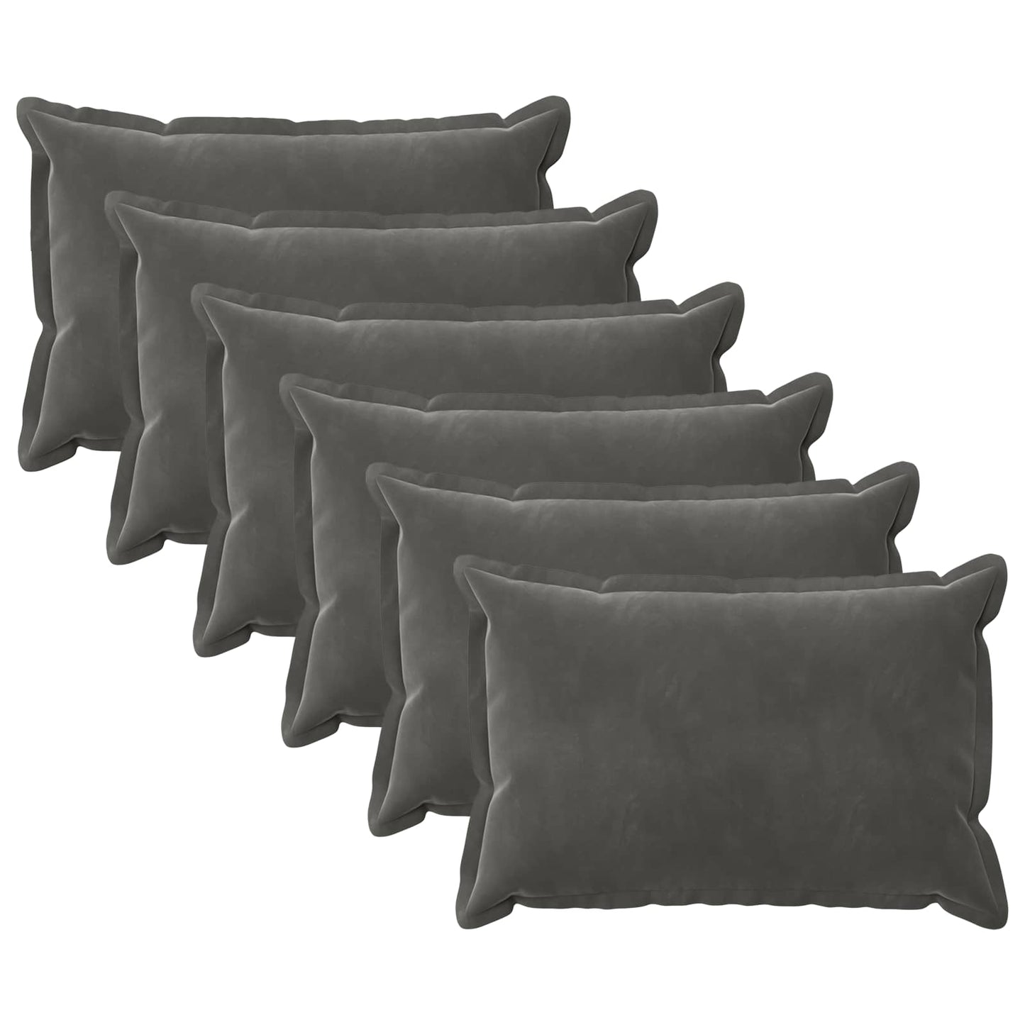 Kussensloop 6 pcs HOUTEN Donkergrijs 50 x 80 cm Fluweel