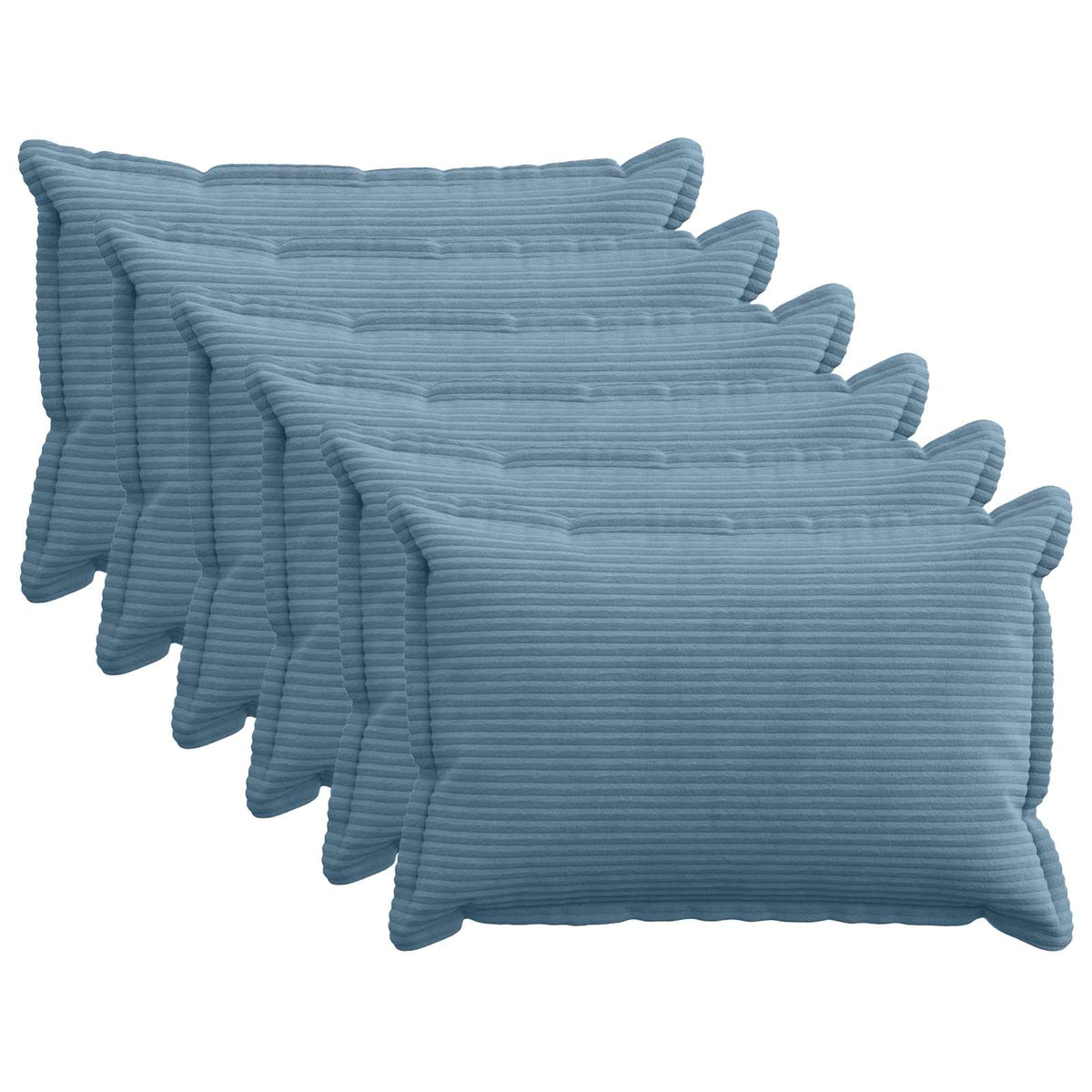 Kussensloop 6 st HOUTEN Blauw 50 x 80 cm corduroy