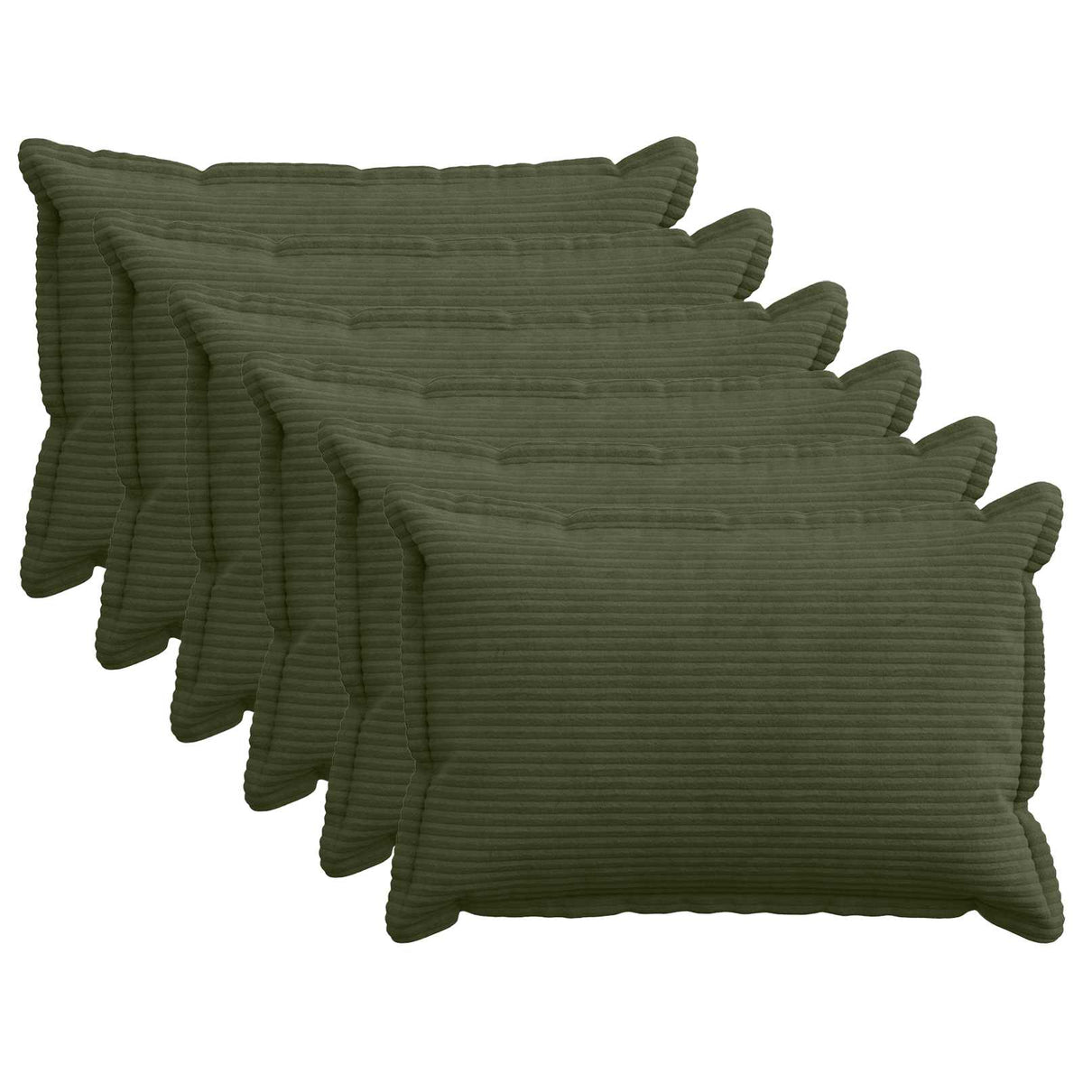 Kussensloop 6 st HOUTEN Groen 50 x 80 cm corduroy