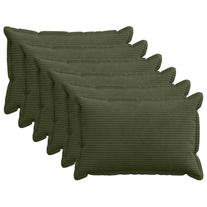 Kussensloop 6 st HOUTEN Groen 50 x 80 cm corduroy