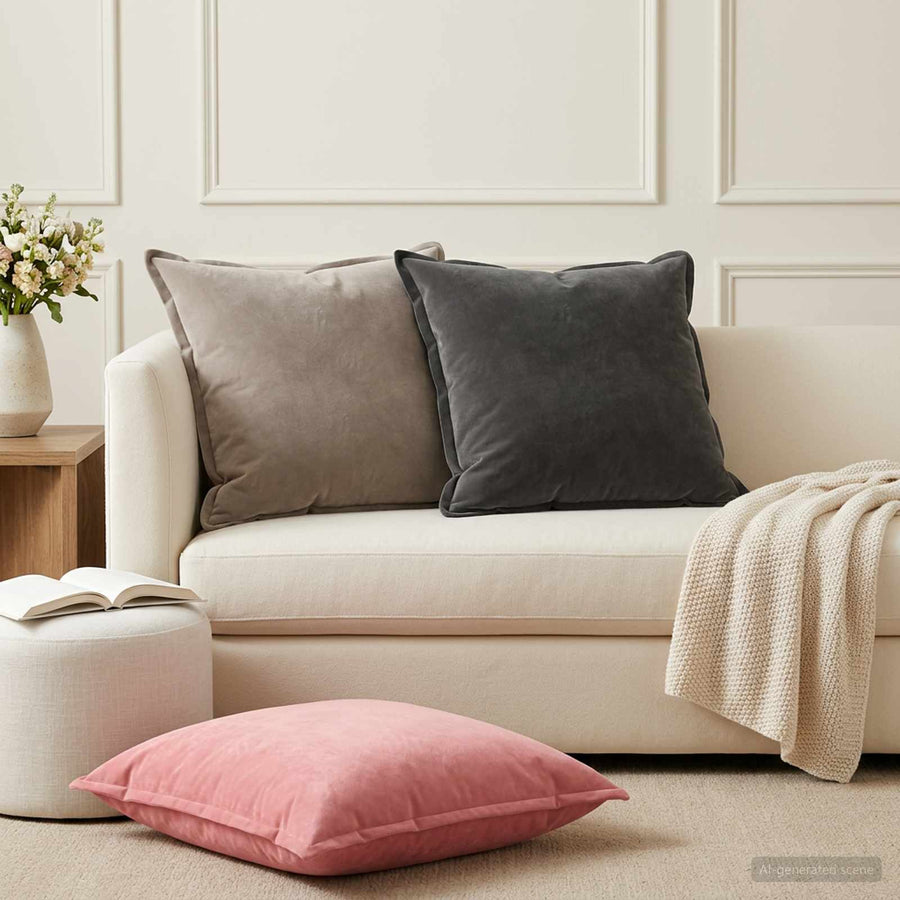 Kussen met kussen HOUTEN 2 st Roze fluweel