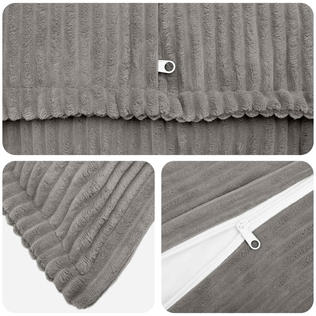 Kussensloop 6 st HOUTEN Lichtgrijs 55 x 55 cm corduroy