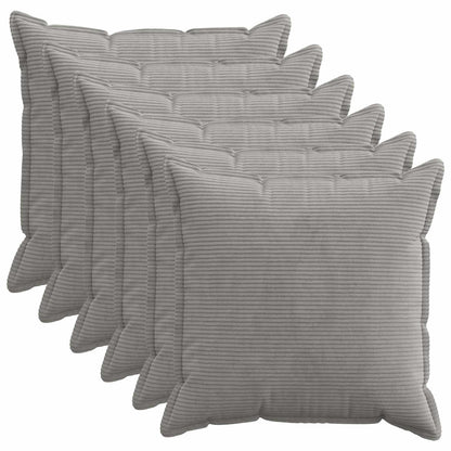 Kussensloop 6 st HOUTEN Lichtgrijs 55 x 55 cm corduroy