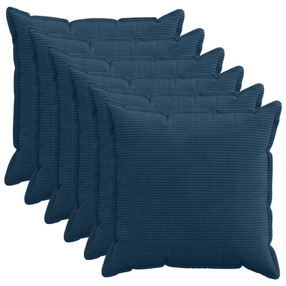 Kussensloop 6 st HOUTEN Marineblauw 55 x 55 cm corduroy