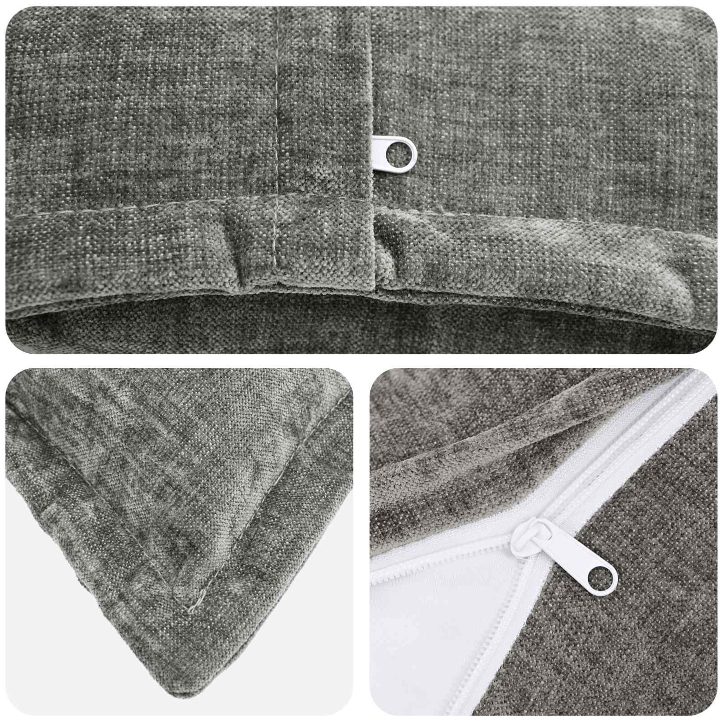Kussensloop 2 st HOUTEN Donkergrijs 55 x 55 cm Chenille Stof