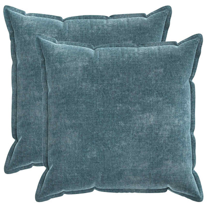 Kussensloop 2 st HOUTEN Blauw 55 x 55 cm Chenille Stof