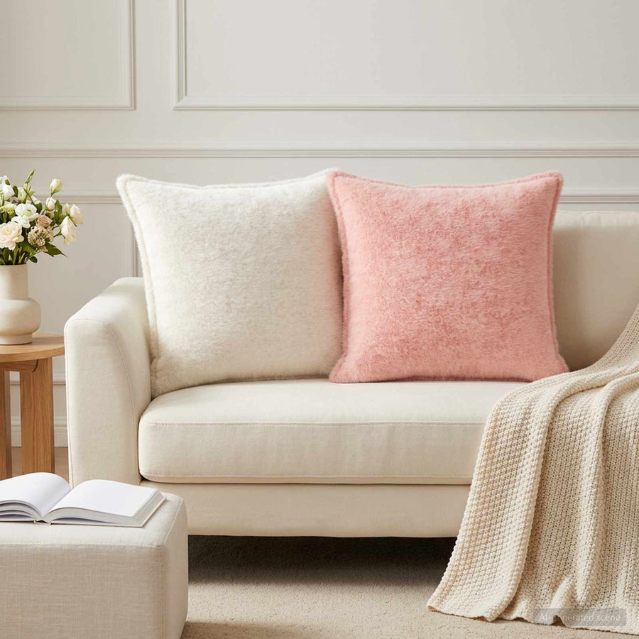 Kussensloop 6 st HOUTEN Roze 55 x 55 cm Nep Konijnenbont