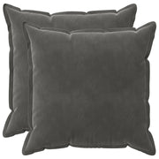 Kussensloop donkergrijs fluweel 60 x 60 cm set 2