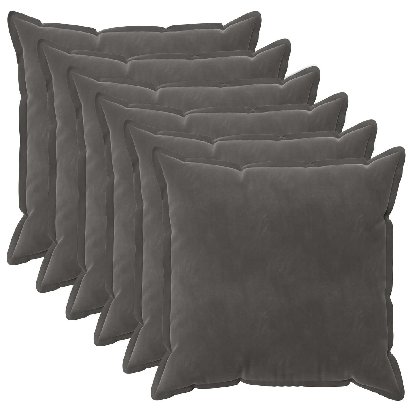 Kussensloop 6 pcs HOUTEN Donkergrijs 60 x 60 cm Fluweel