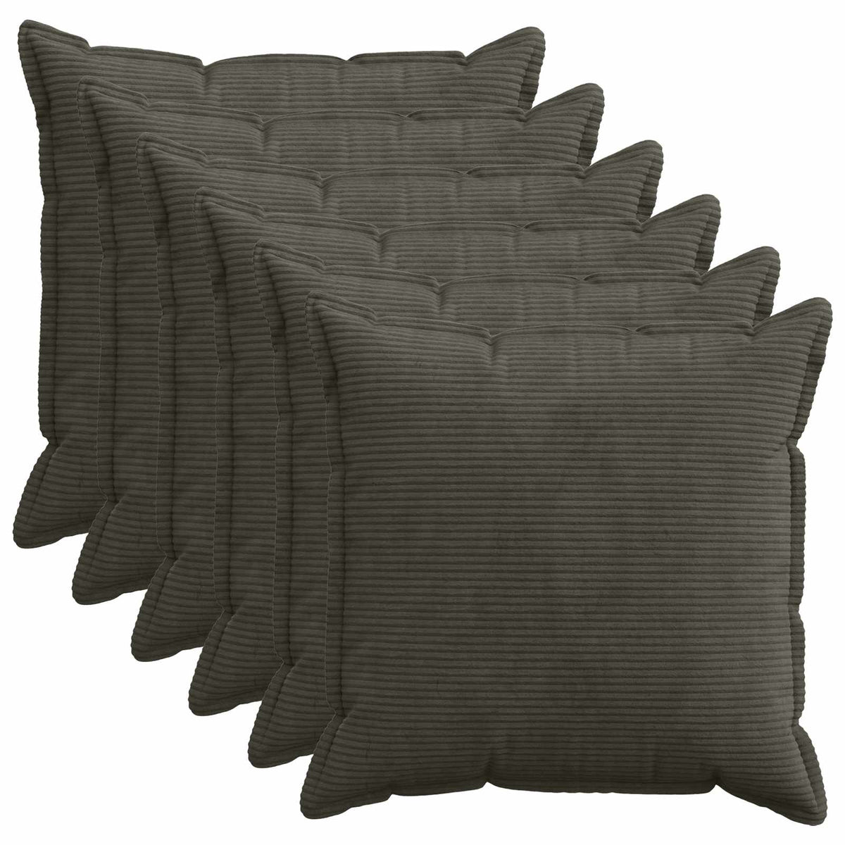 Kussensloop 6 st HOUTEN Antraciet 60 x 60 cm corduroy