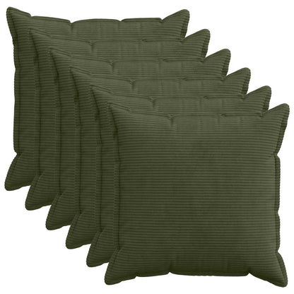 Kussensloop 6 st HOUTEN Groen 60 x 60 cm corduroy