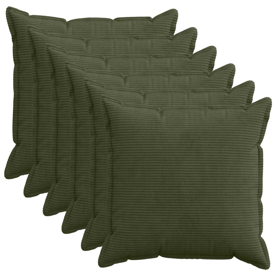 Kussensloop 6 st HOUTEN Groen 60 x 60 cm corduroy