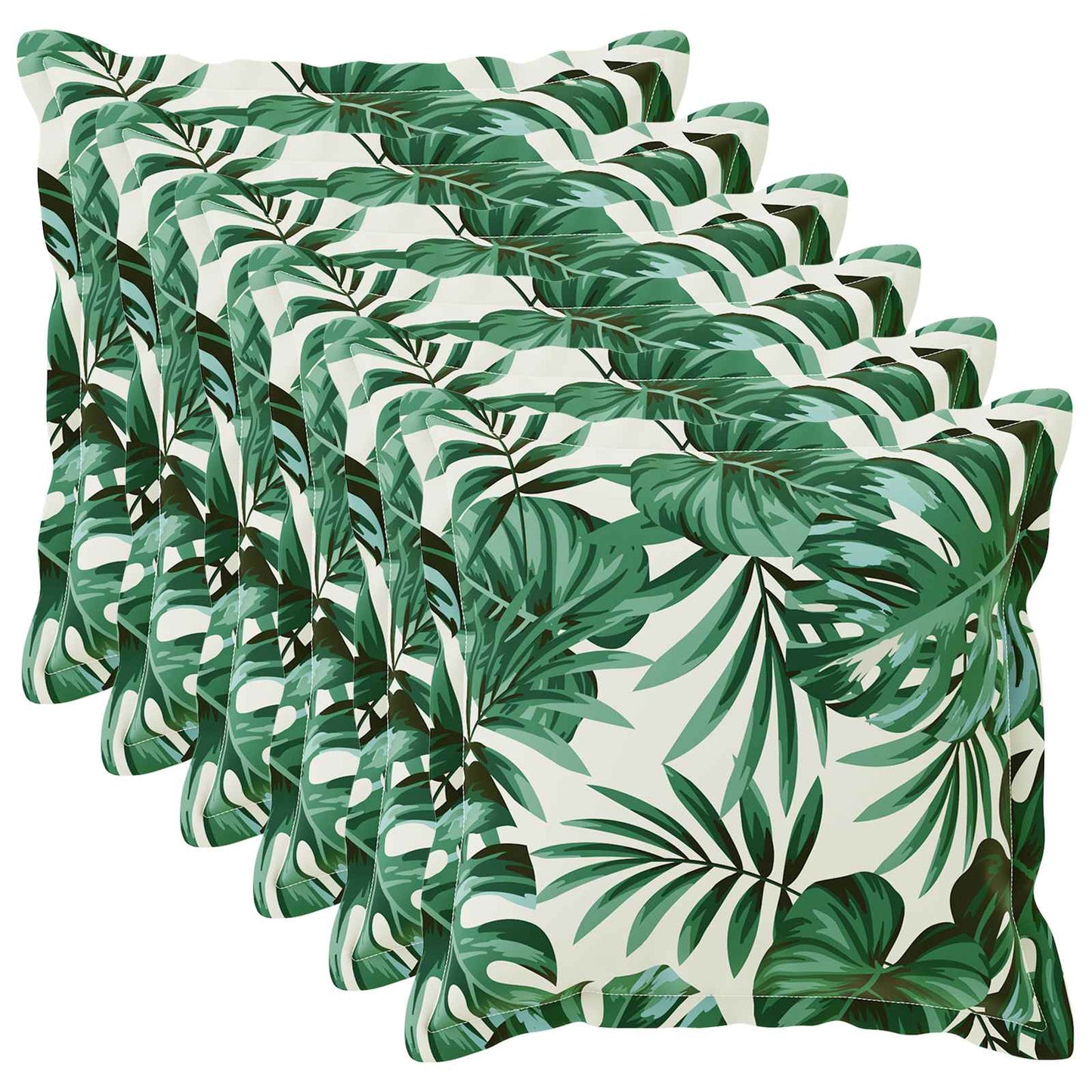 Kussensloop 6 st HOUTEN Bladpatroon 60 x 60 cm Polyester