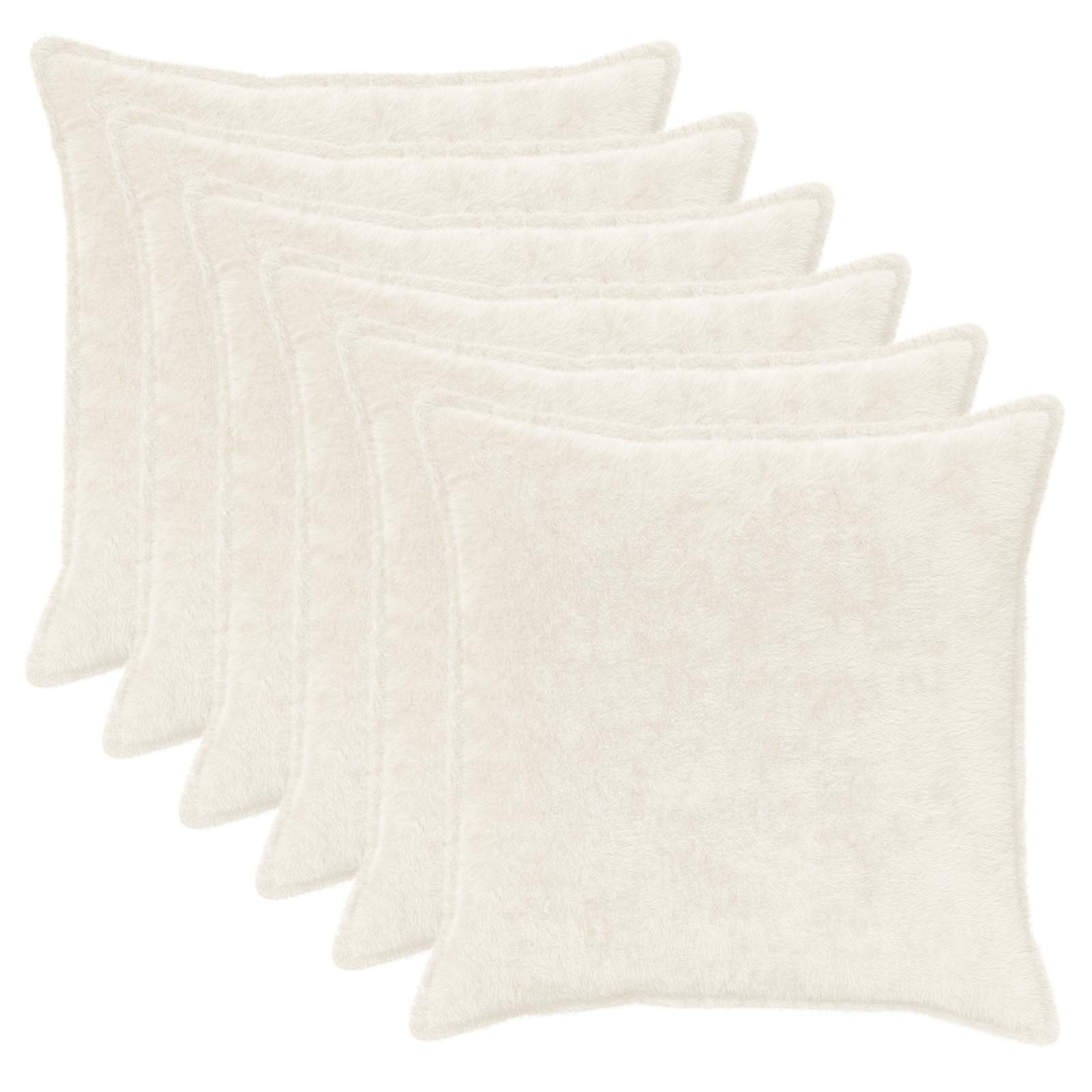 Kussensloop 6 st HOUTEN Wit 60 x 60 cm Nep Konijnenbont
