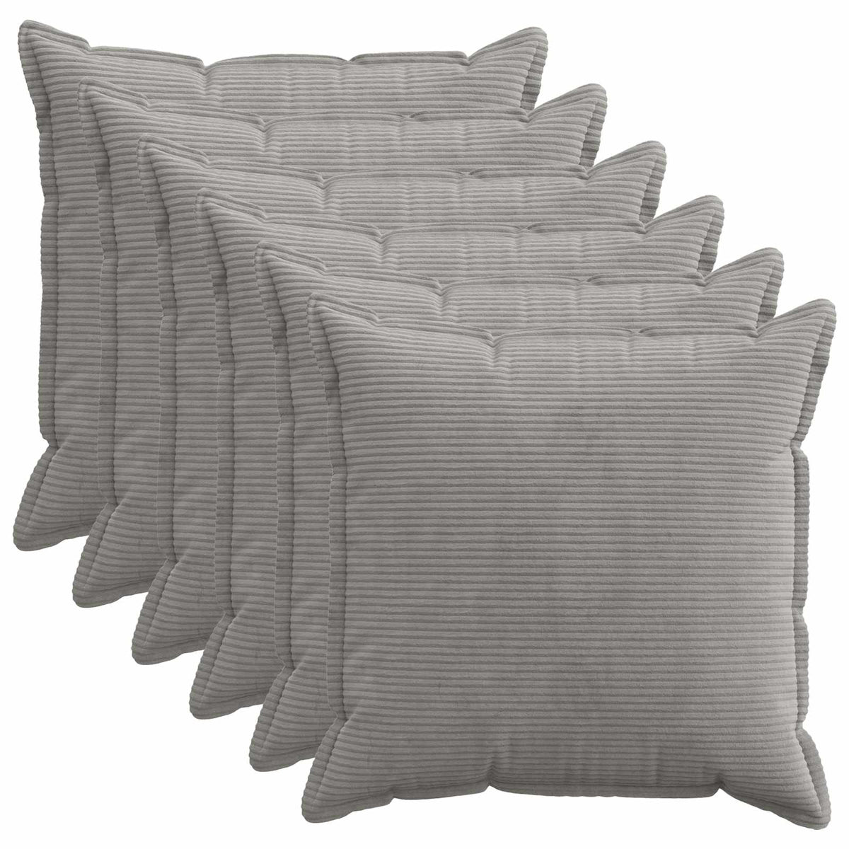 Kussensloop 6 st HOUTEN Lichtgrijs 65 x 65 cm corduroy