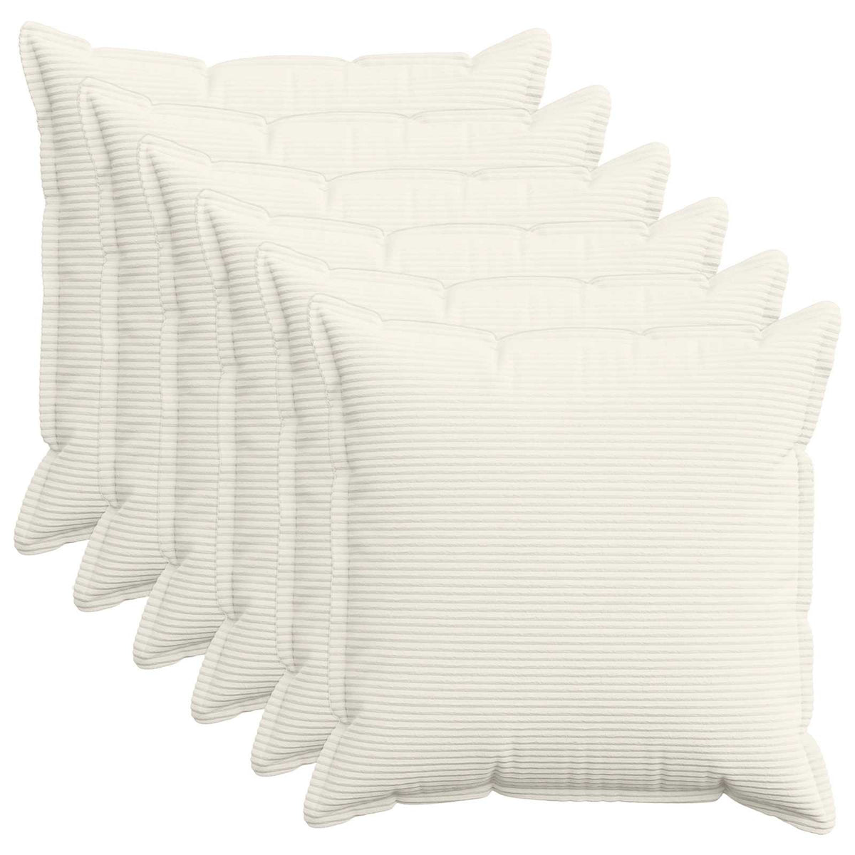 Kussensloop 6 st HOUTEN Crèmekleurig 65 x 65 cm corduroy