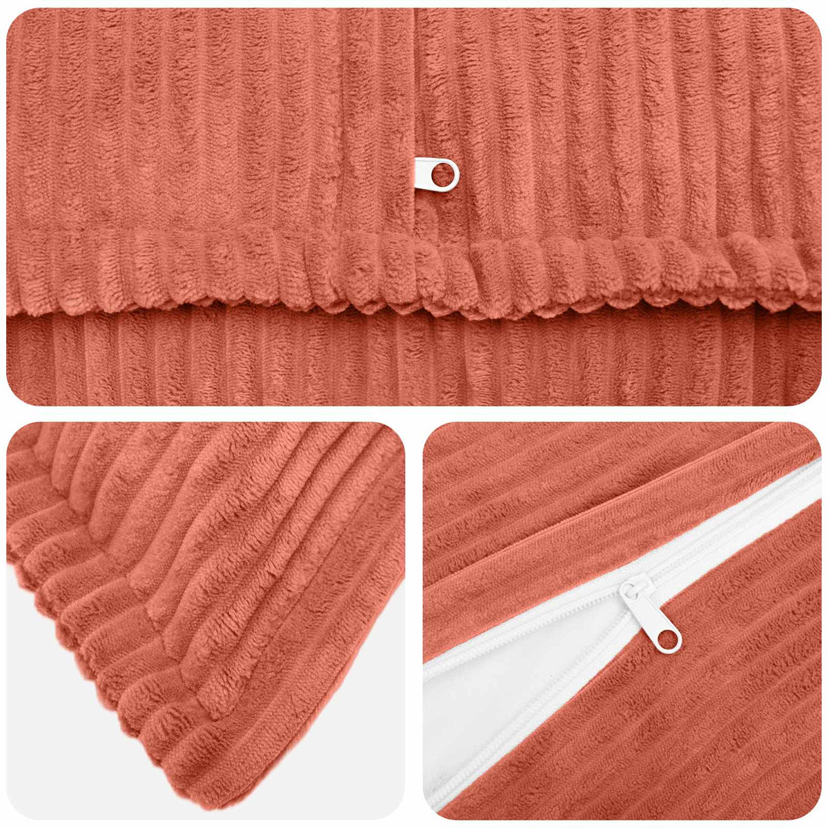 Kussensloop 2 st HOUTEN Rood-oranje 65 x 65 cm corduroy