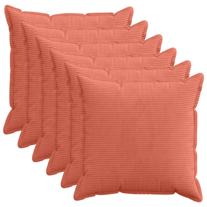 Kussensloop 6 st HOUTEN Rood-oranje 65 x 65 cm corduroy